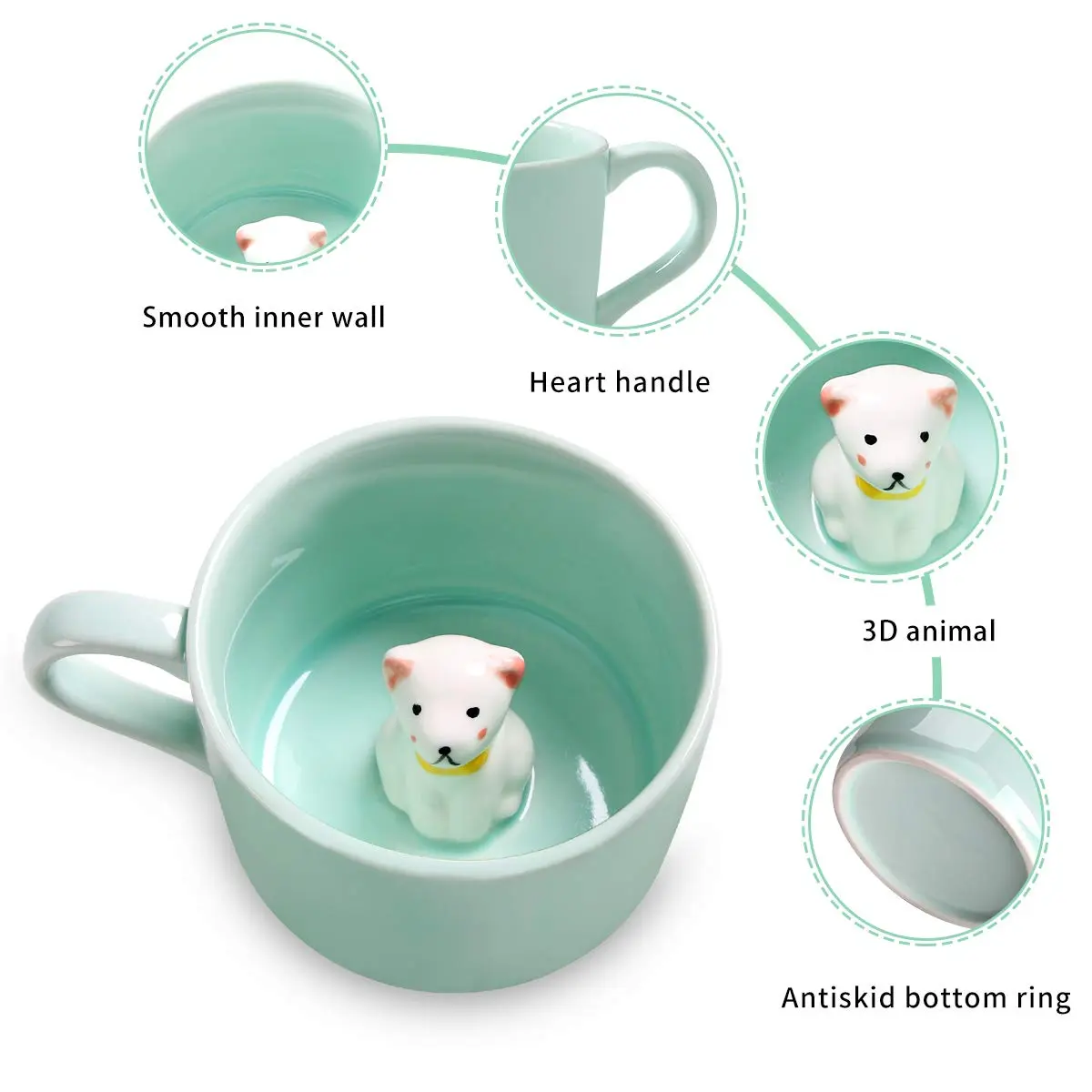 Lemon Park Dolphin Ceramic Cup Hidden 3D Animal Inside Mug 230ml (8 oz) | Hand-Painted Surprise Inside - view 3