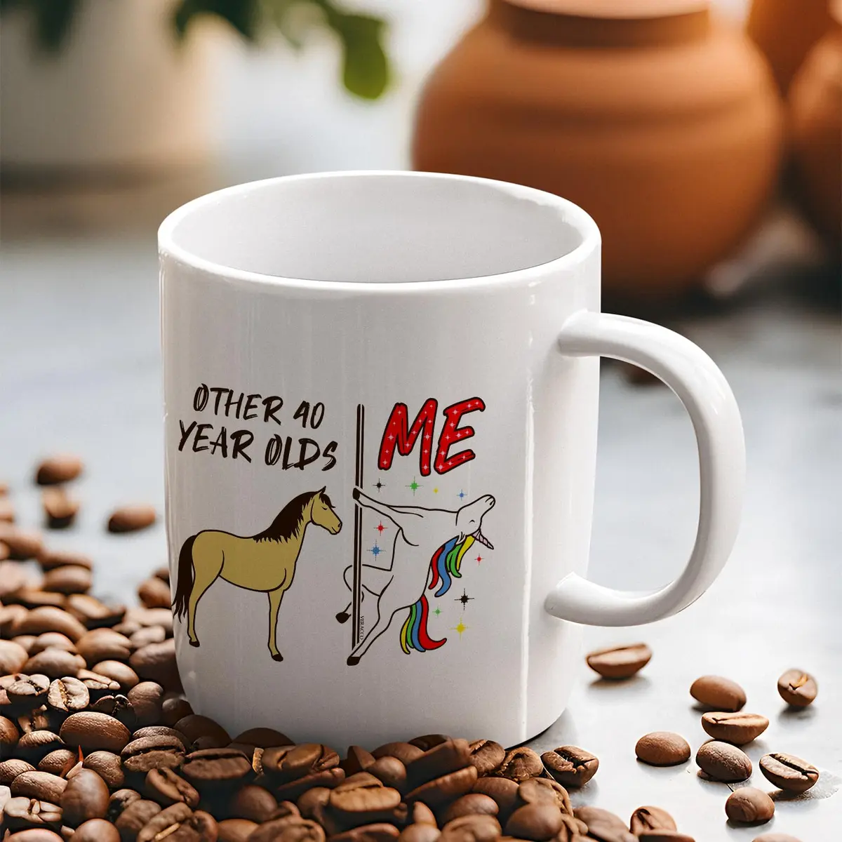 Veracco 40 Years Olds Ceramic Coffee Mug | Funny Birthday Gift for Him & Her - view 5