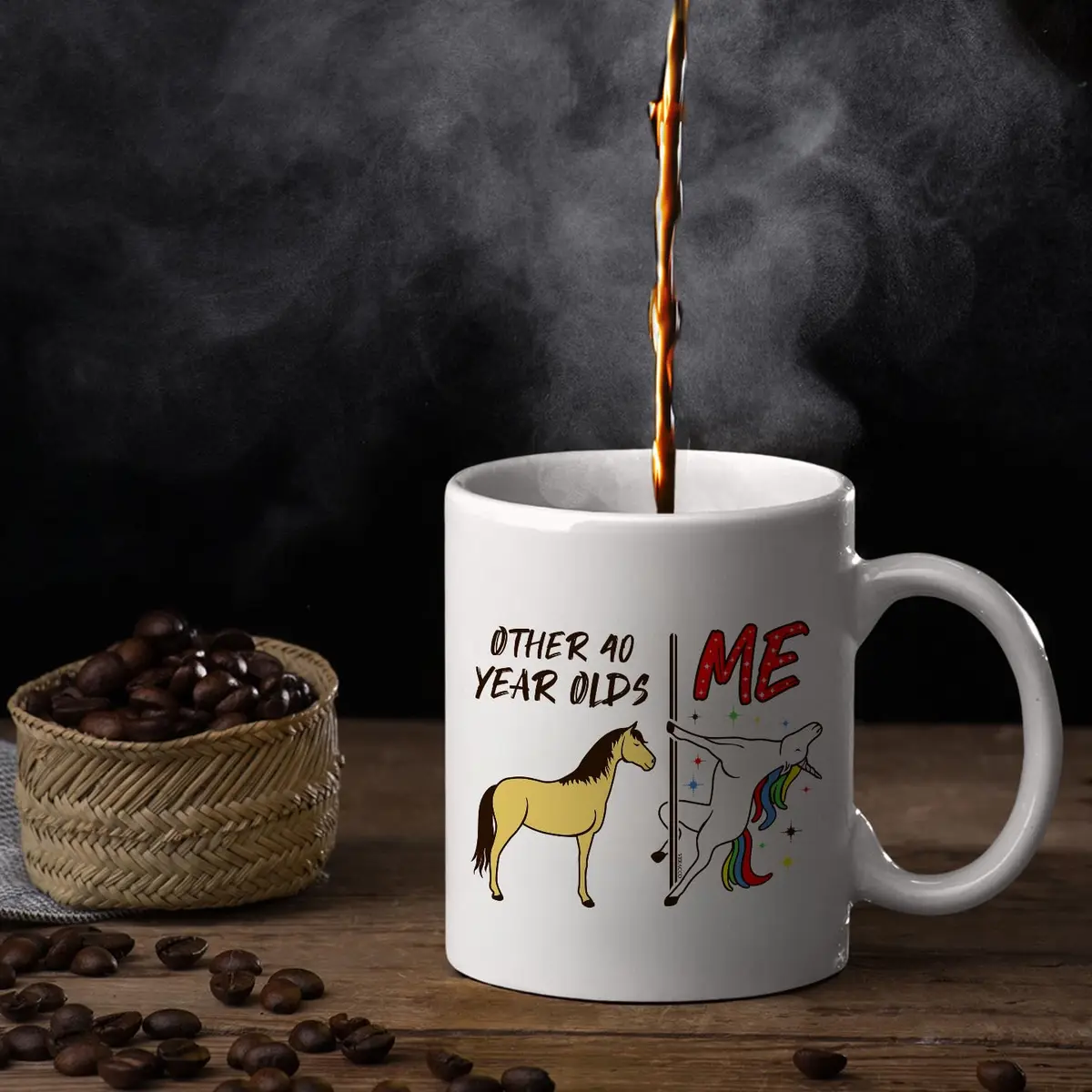 Veracco 40 Years Olds Ceramic Coffee Mug | Funny Birthday Gift for Him & Her - view 3