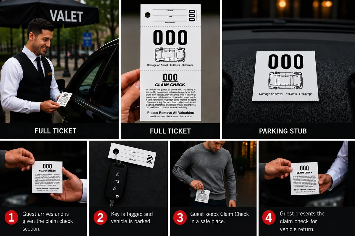 Valet Tickets .Com 3 Part Valet Parking Tickets 2000 Count | 110lb Card Stock White - view 2