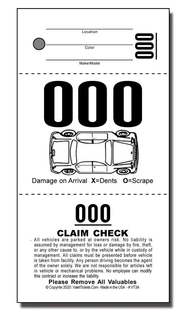 Valet Tickets .Com 3 Part Valet Parking Tickets 2000 Count | 110lb Card Stock White - view 3