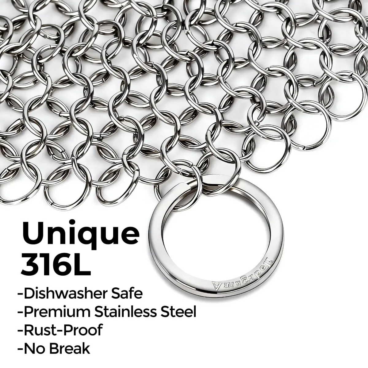 AMAGABELI GARDEN & HOME 7-inch Cast Iron Cleaner | Stainless Steel Chainmail Scrubber for Griddles, Woks, Pots (Silver) - view 2