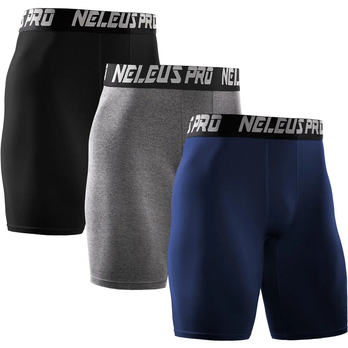 NELEUS Men's 3 Pack Athletic Compression Shorts | Quick Dry, Supportive Fit, US 2XL - main product image