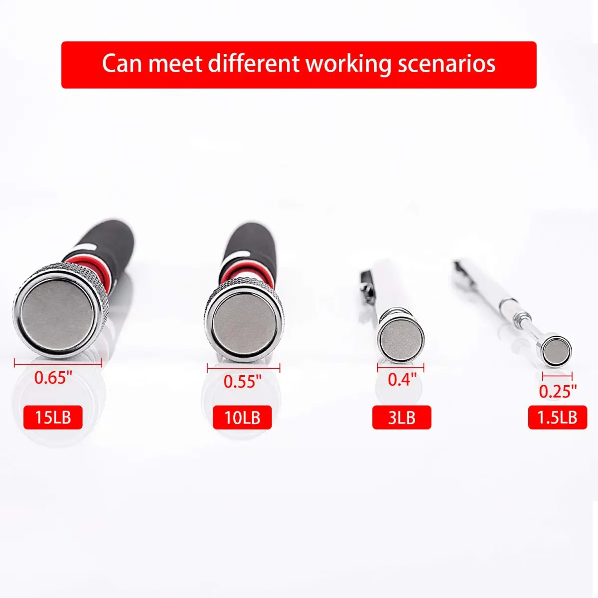 Awpeye Magnetic Pick Up Tool 4 Pack 1.5lb-15lb | Telescopic Reach for Metal Parts - view 3