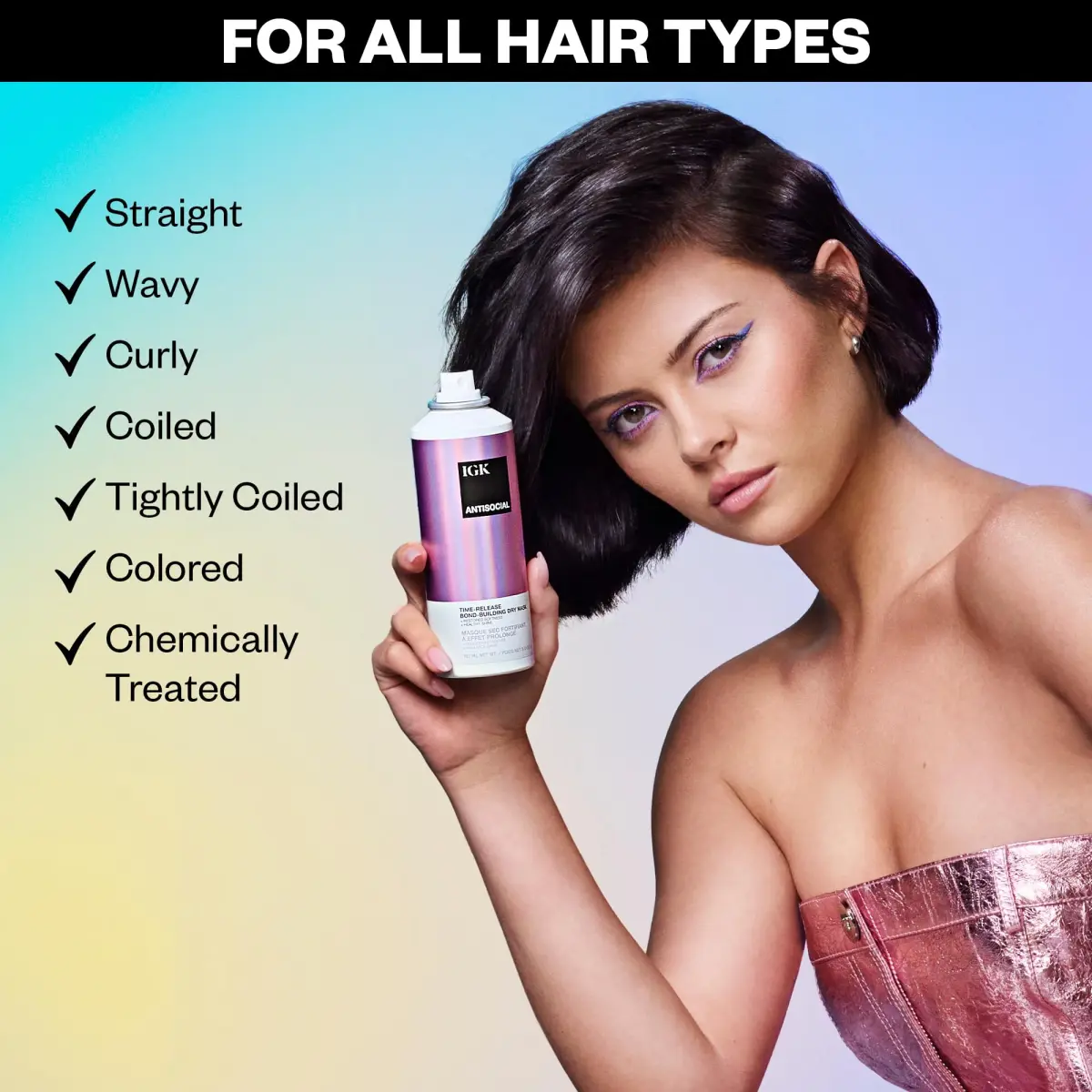 IGK Antisocial Bond-Building Dry Hair Mask Travel 50ml (1.7 Fl Oz) | Repairs Damage Overnight - view 6