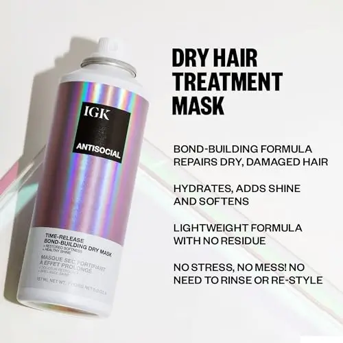IGK Antisocial Bond-Building Dry Hair Mask Travel 50ml (1.7 Fl Oz) | Repairs Damage Overnight - view 2