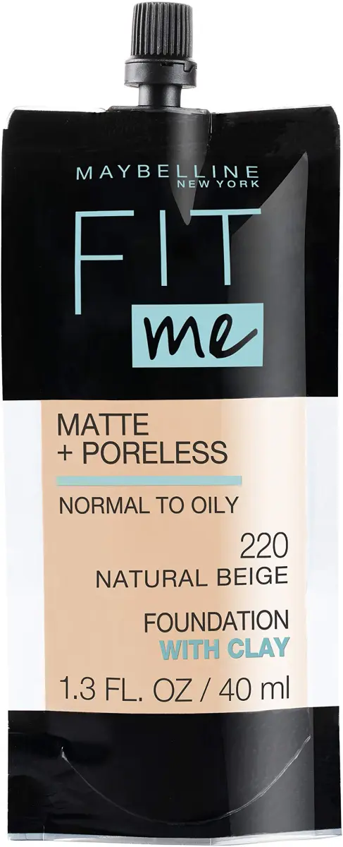 Maybelline Fit Me Matte + Poreless Liquid Foundation - 220 Natural Beige, 1.3 Fl Oz - main product image