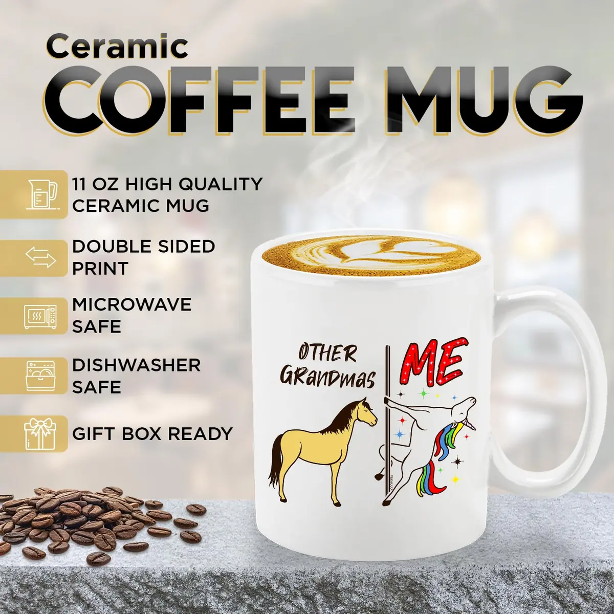 Veracco Unicorn Ceramic Coffee Mug 325ml (11oz) | Funny Grandma Gift for Her - view 2