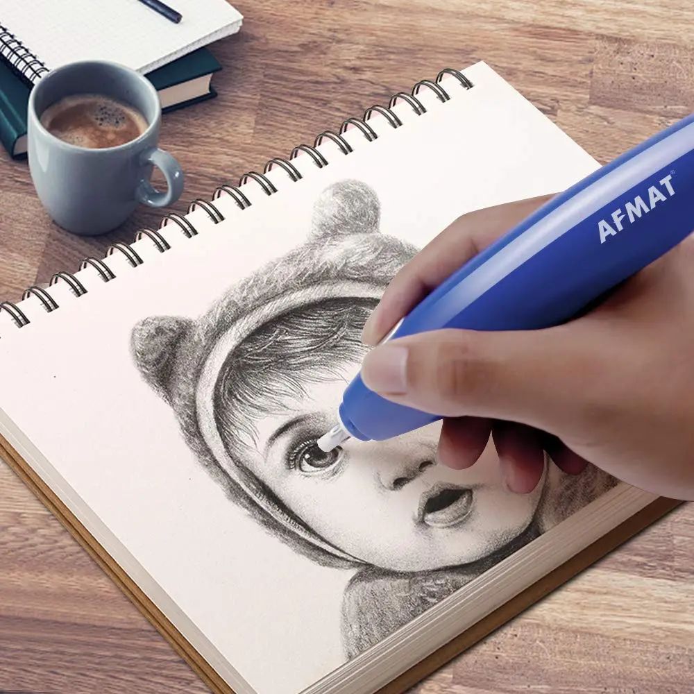 AFMAT Electric Eraser 140 Refills | Rechargeable Artist Drafting Tool in Blue - view 7