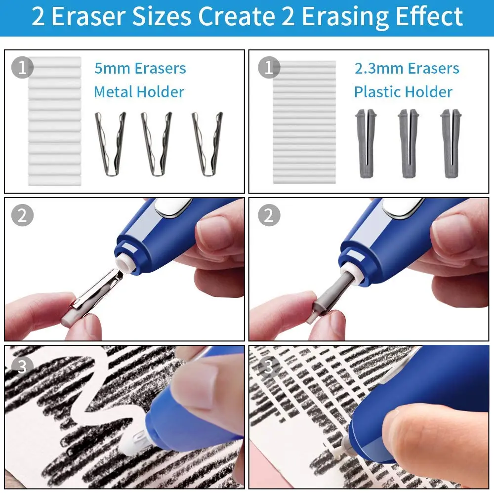 AFMAT Electric Eraser 140 Refills | Rechargeable Artist Drafting Tool in Blue - view 2