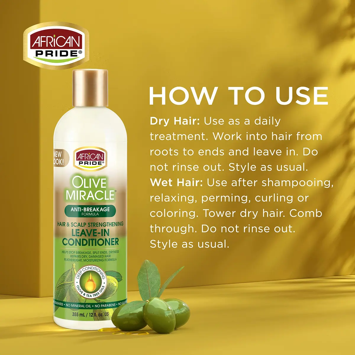 African Pride Olive Miracle Leave-In Conditioner (3 Pack) 12oz | Moisture & Breakage Prevention - view 4