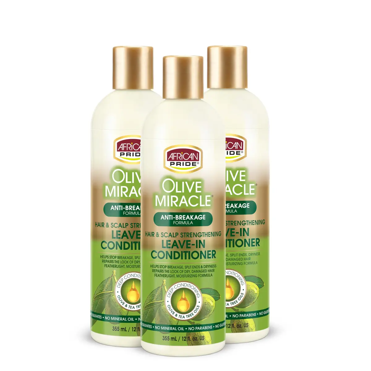 African Pride Olive Miracle Leave-In Conditioner (3 Pack) 12oz | Moisture & Breakage Prevention - main product image