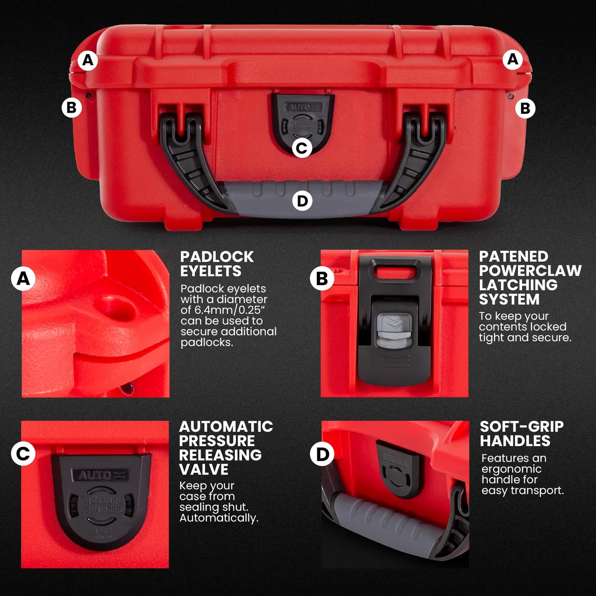 NANUK 904 Waterproof First Aid Box Empty – Durable, Impact-Resistant, IP67-Rated, Floats (8.4" x 6.0" x 3.7") – Red - view 4