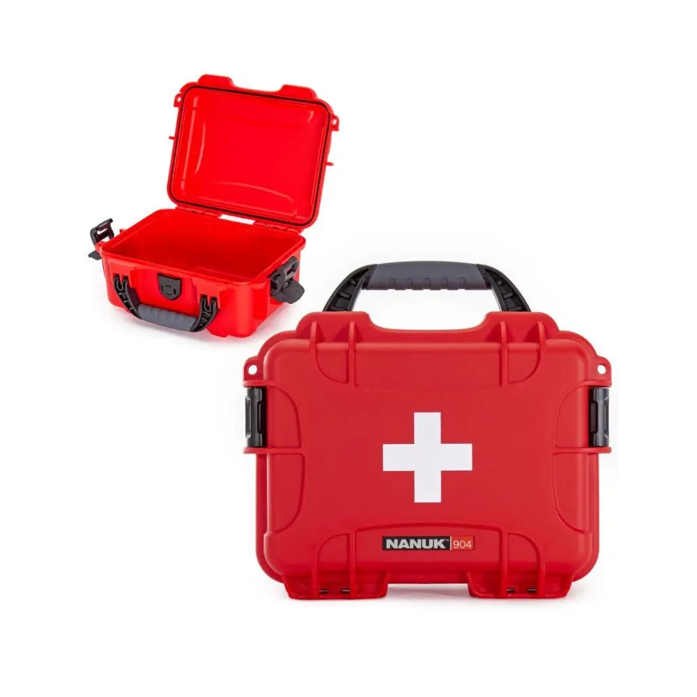 NANUK 904 Waterproof First Aid Box Empty – Durable, Impact-Resistant, IP67-Rated, Floats (8.4" x 6.0" x 3.7") – Red - main product image