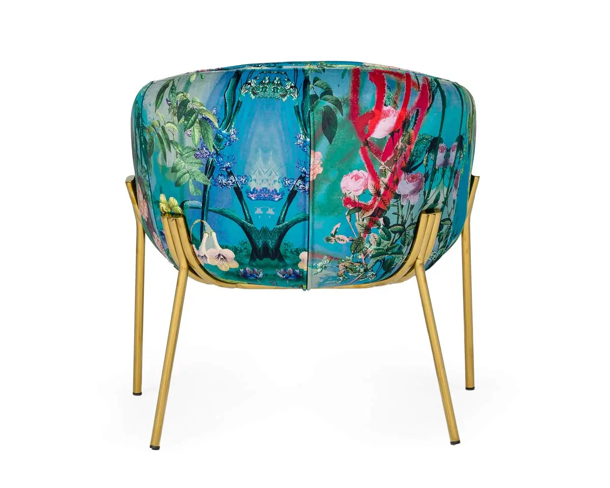 Limari Home Aloizia Collection Velvet Upholstered Dining Chair with Gold Stainless Steel Legs | Floral Design, 30x27.2x28.75 Inches - view 4