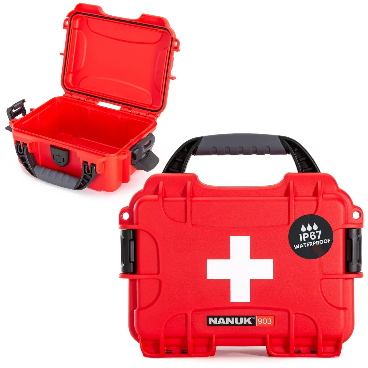 NANUK 903 Waterproof First Aid Box Empty – Durable, Impact-Resistant, IP67-Rated, Floats (7.4" x 4.9" x 3.1") – Red - main product image