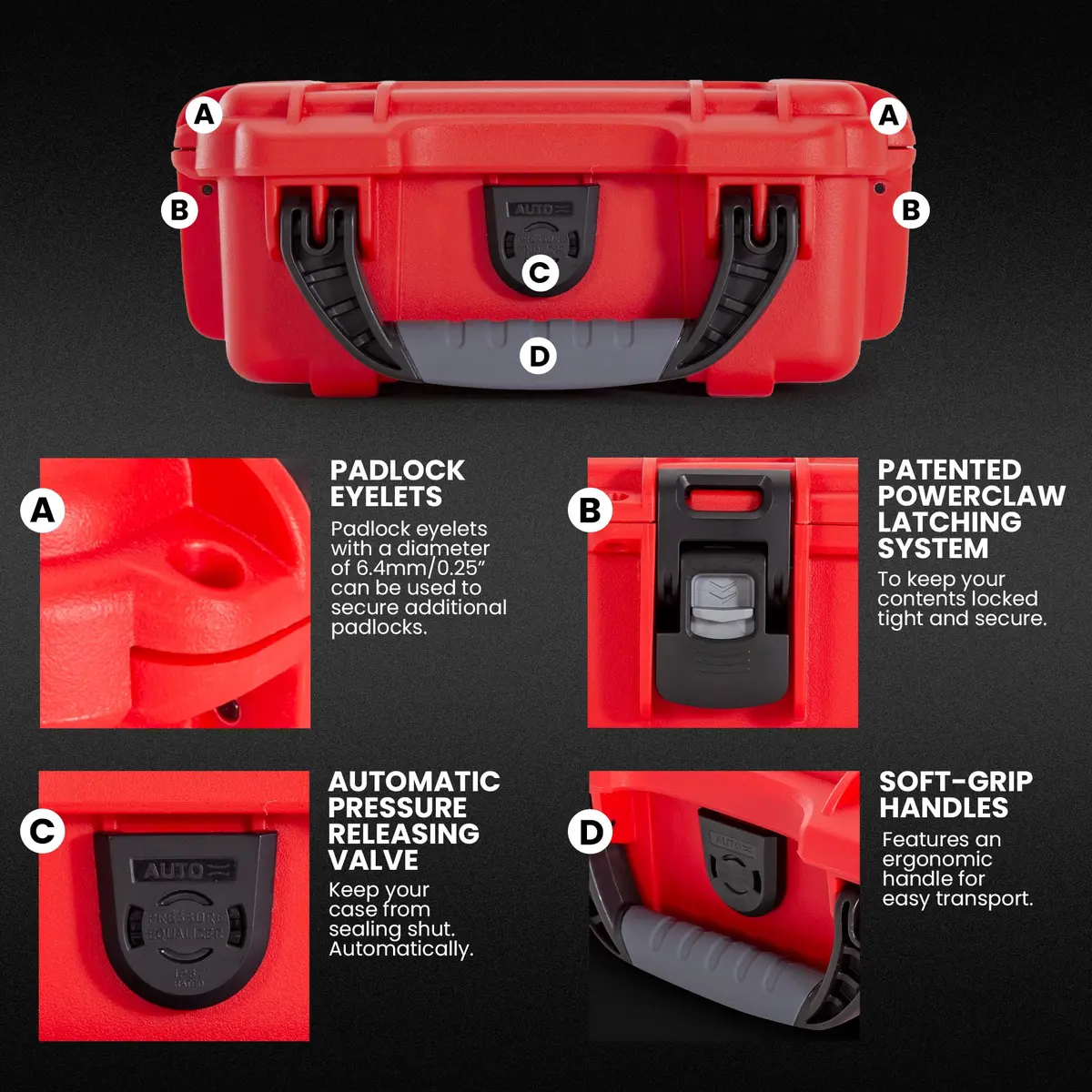 NANUK 903 Waterproof First Aid Box Empty – Durable, Impact-Resistant, IP67-Rated, Floats (7.4" x 4.9" x 3.1") – Red - view 4