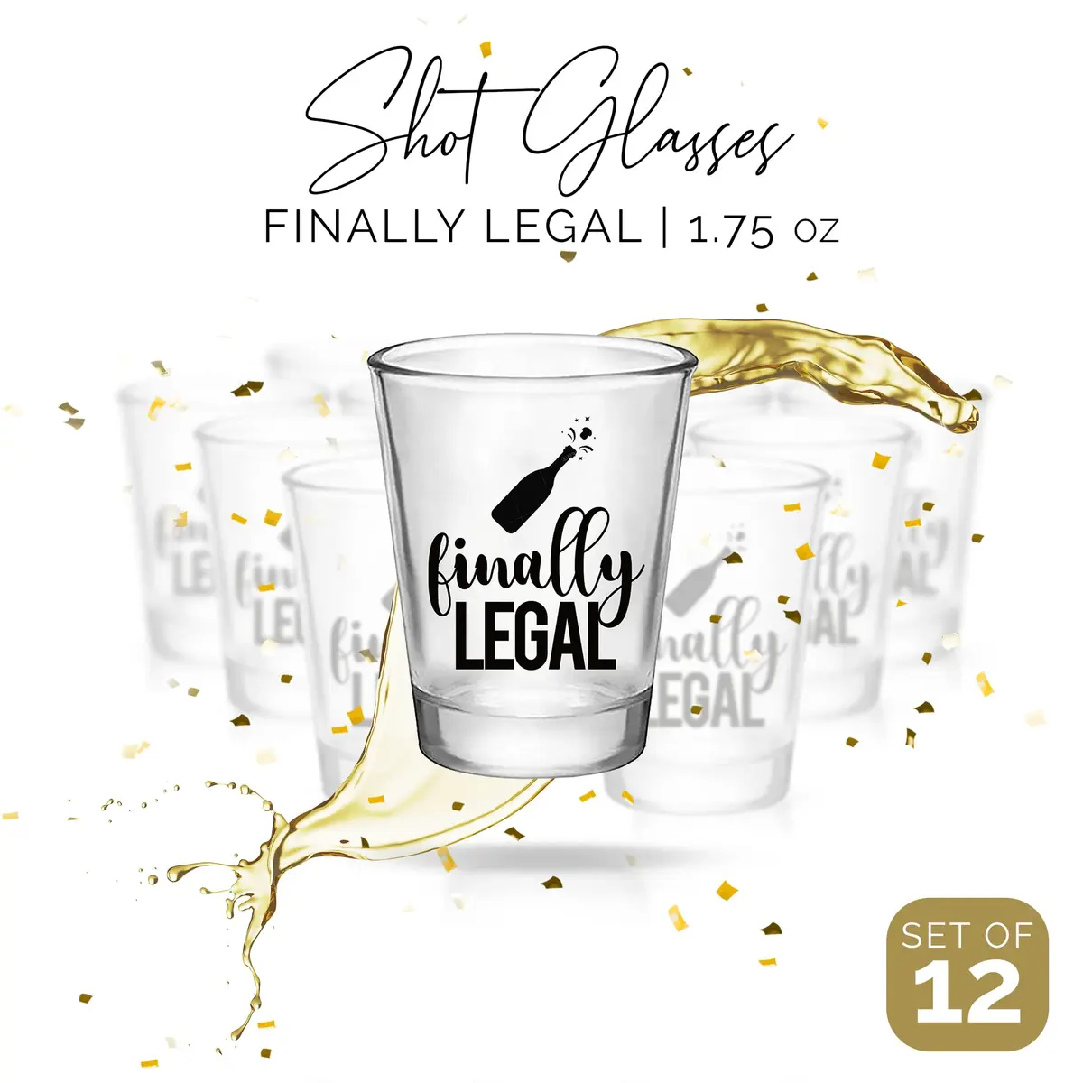 Your Dream Party Shop Black 1.75oz Shot Glasses Set | 12 Count, Modern Style - view 3