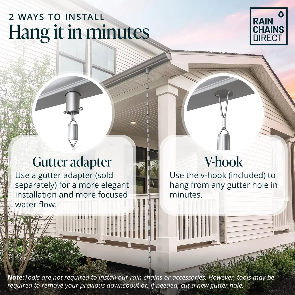 Rain Chains Direct Scallop Rain Chain 8.5 ft | Aluminum Gutter Replacement for Outdoor Décor - view 5