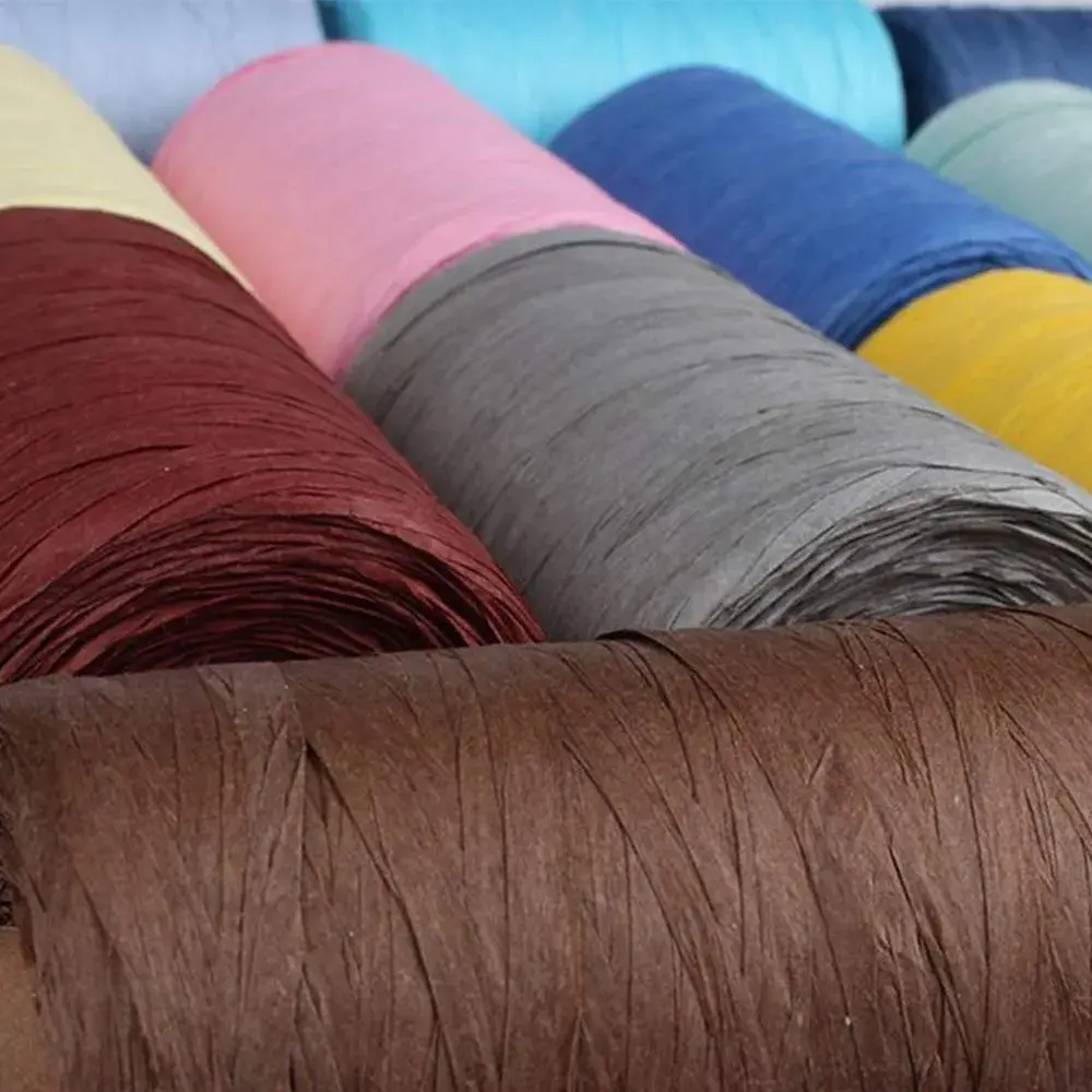 FAU Yarn Brown Raffia Paper Crochet Ribbon 316 Yards (948 Feet) | Solid Pattern for Hats & Bags - view 8