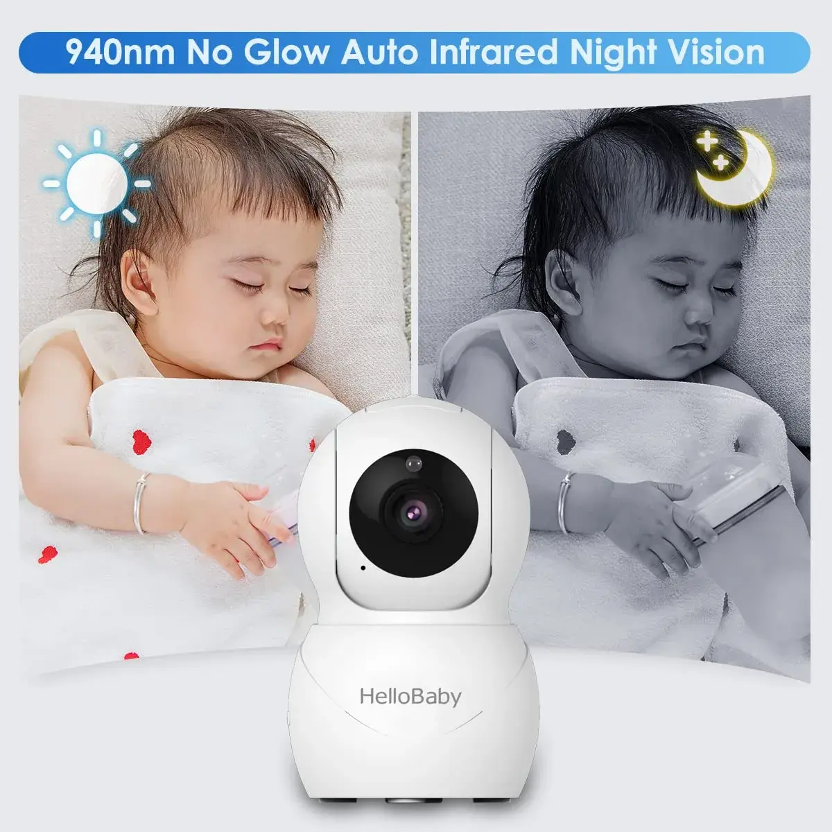 HelloBaby HB66pro Video Baby Monitor with 3.2" IPS Screen | Remote Pan-Tilt-Zoom, Night Vision, Temp Sensor, 2-Way Audio - view 4