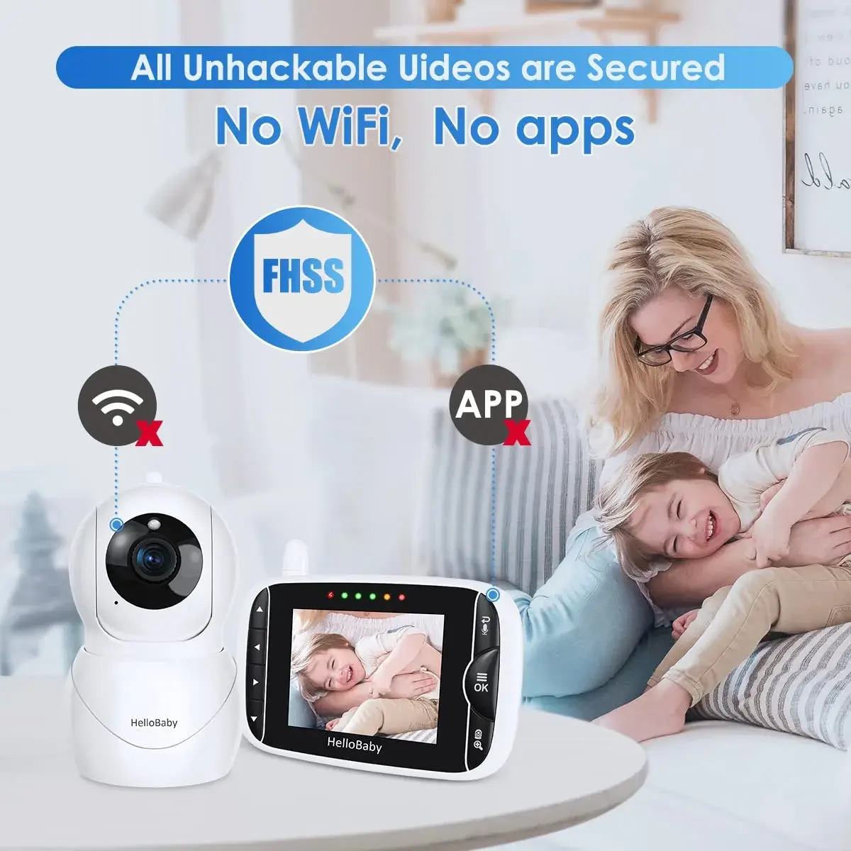 HelloBaby HB66pro Video Baby Monitor with 3.2" IPS Screen | Remote Pan-Tilt-Zoom, Night Vision, Temp Sensor, 2-Way Audio - view 8