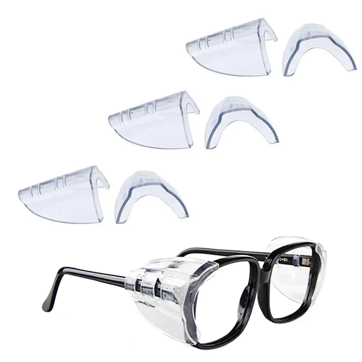 Korty Clear Flexible TPU Side Shields for Eyeglasses | Fits Eyeglass Bracket Width < 10mm (3 Pairs) - main product image