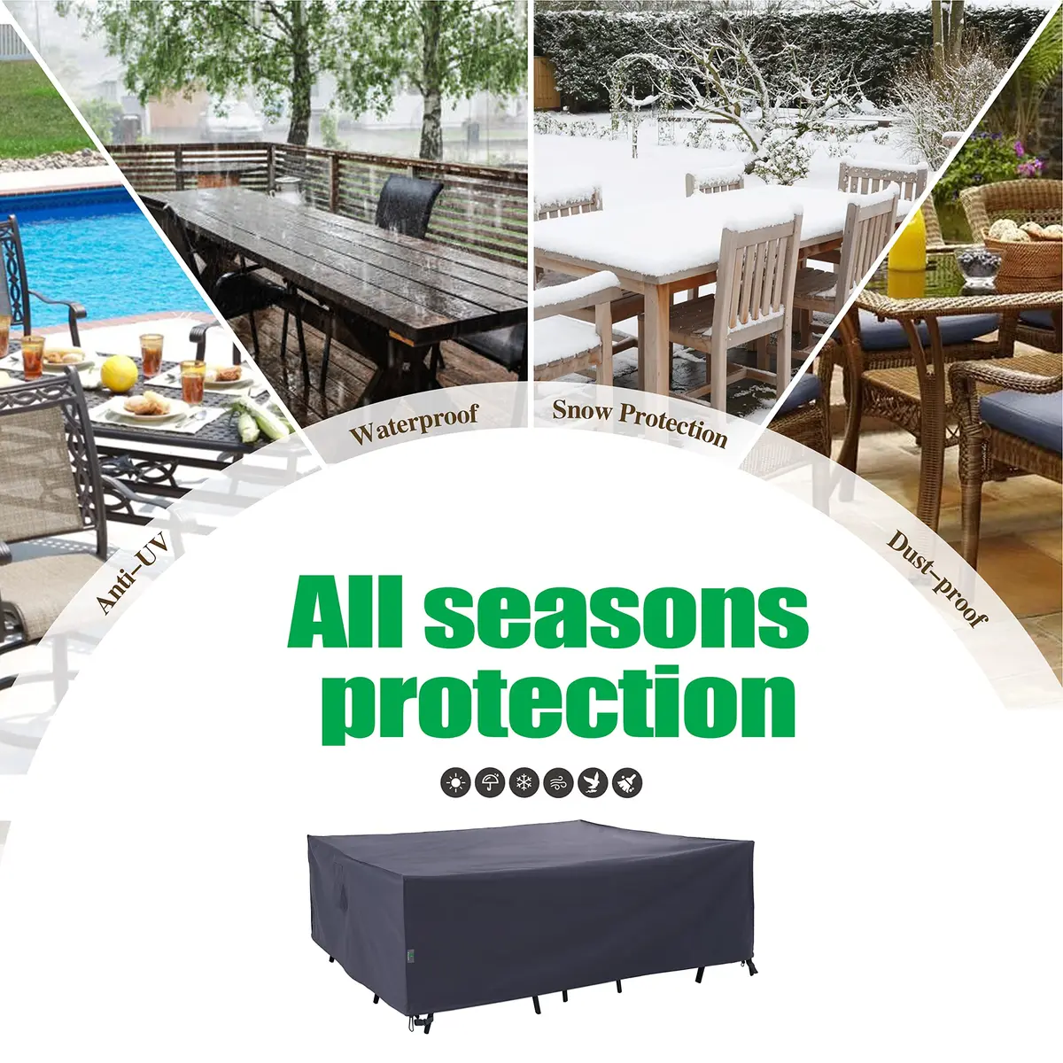 F&J Outdoors Patio Outdoor Furniture Cover, Grey, 86"W x 44"D x 27.5"H | Heavy Duty Waterproof UV Resistant - view 8