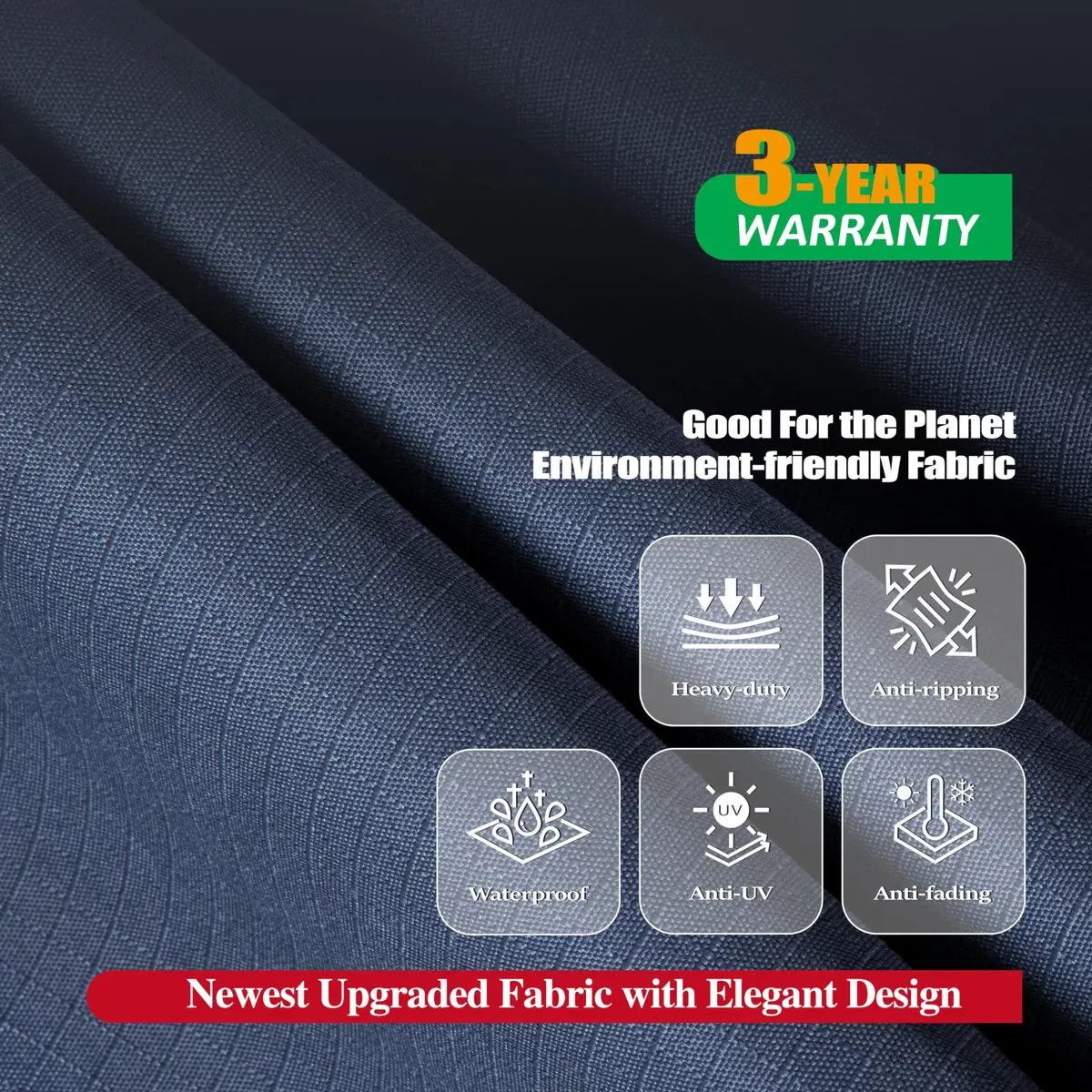 F&J Outdoors Patio Outdoor Furniture Cover, Grey, 86"W x 44"D x 27.5"H | Heavy Duty Waterproof UV Resistant - view 3