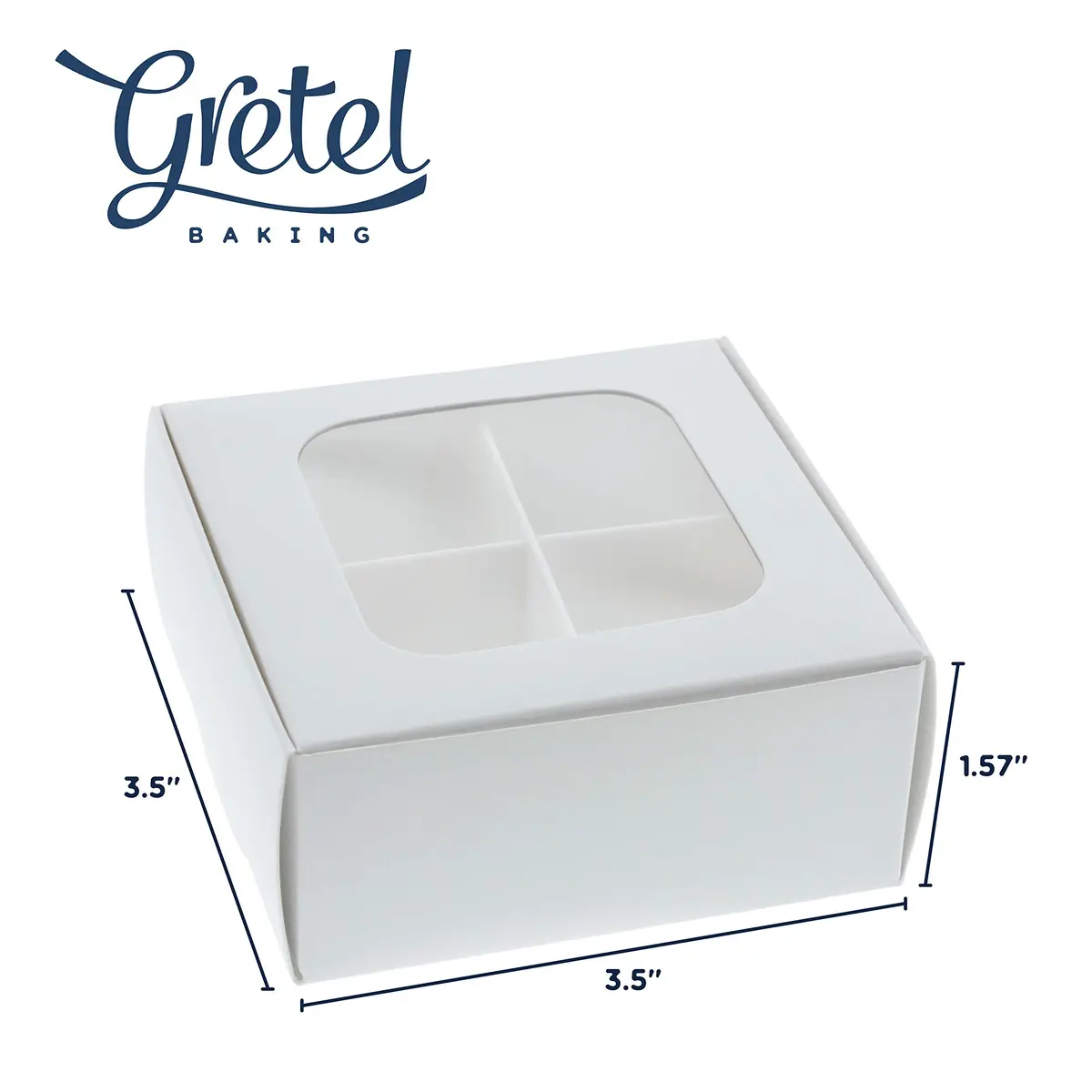 GRETEL BAKING White Food Storage Container | 20-Ct Treat Boxes with Dividers (3.5x3.5x1.57in) - view 6