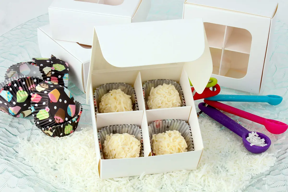 GRETEL BAKING White Food Storage Container | 20-Ct Treat Boxes with Dividers (3.5x3.5x1.57in) - view 2