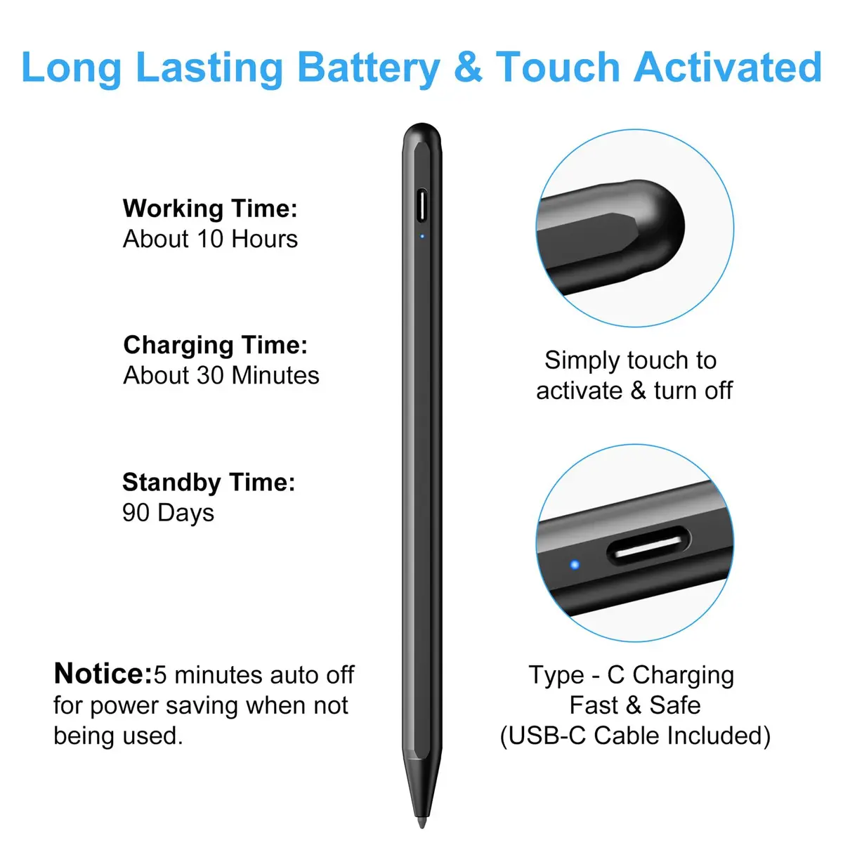 FOJOJO Stylus Pen for iPad 2026-2018 | Fast Charge, Palm Rejection, Precise Writing - view 6