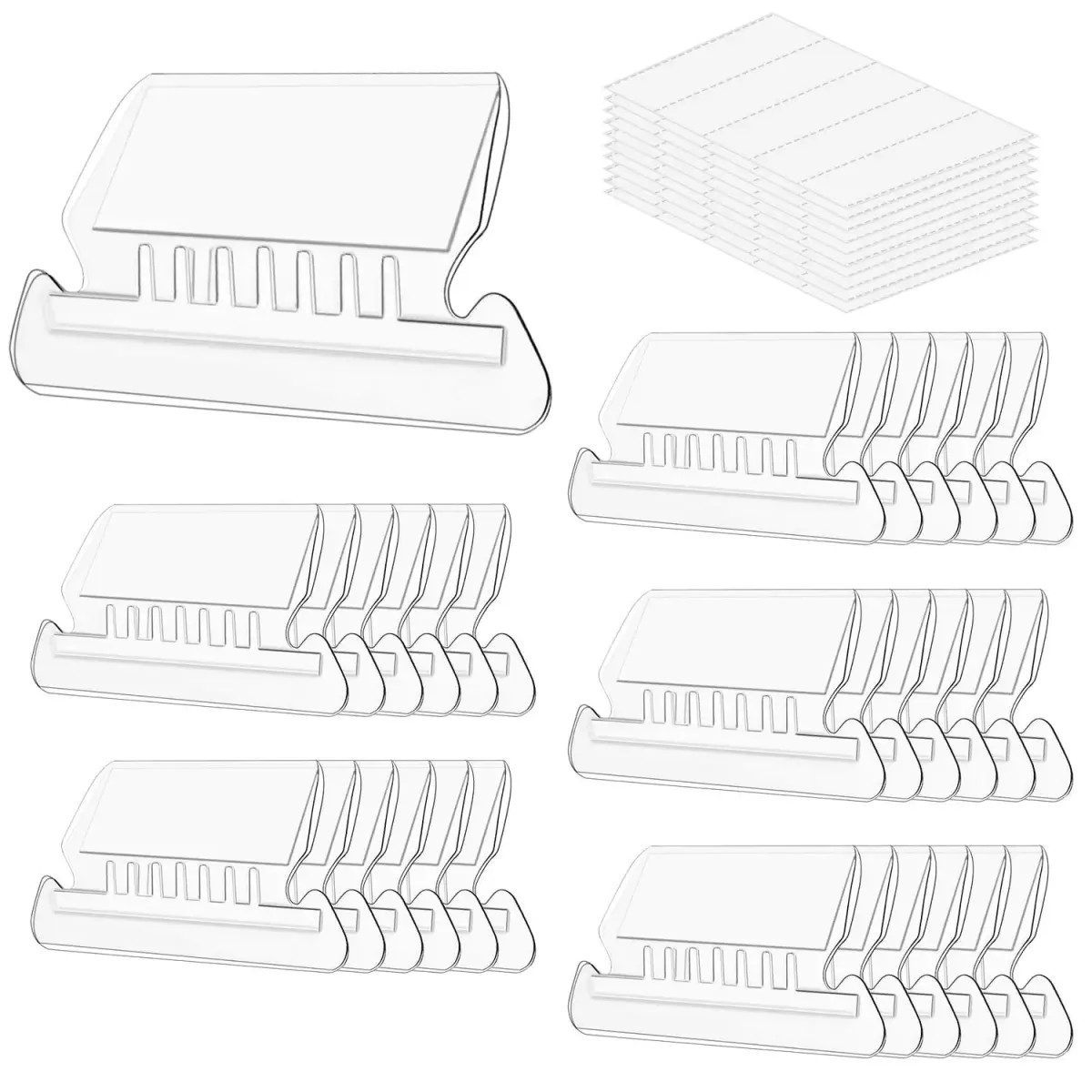 PAXCOO Hanging File Folder Tabs & Inserts 50 Sets | Transparent & White, 2-inch Wide - main product image