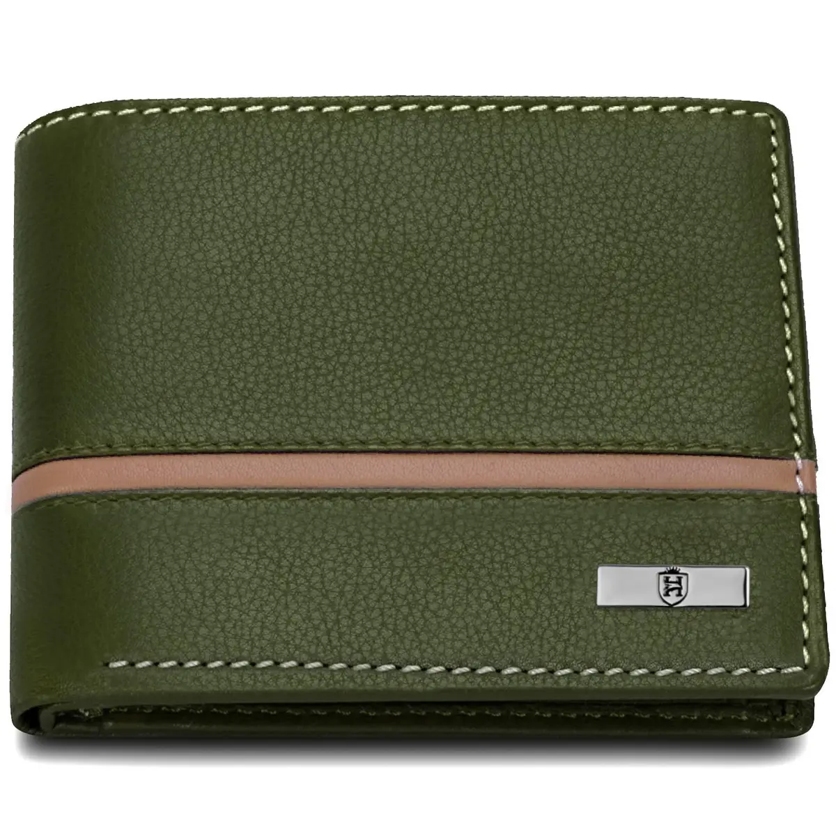 HORNBULL Denial Leather Wallet for Men | Olive | 114mm (4.49in) x 94mm (3.7in) x 13mm (0.51in) | RFID Blocking Bi-Fold Wallet - main product image