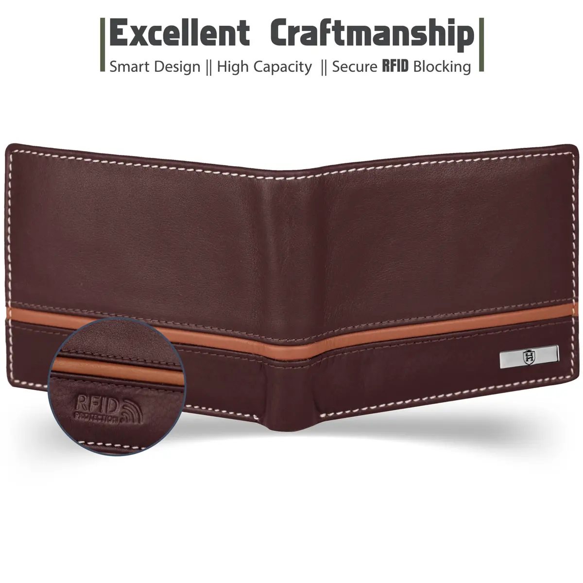 HORNBULL Denial Leather Wallet for Men | Brown Two Fold Wallet with RFID Blocking | 11 cm (W) x 9 cm (H) - view 5
