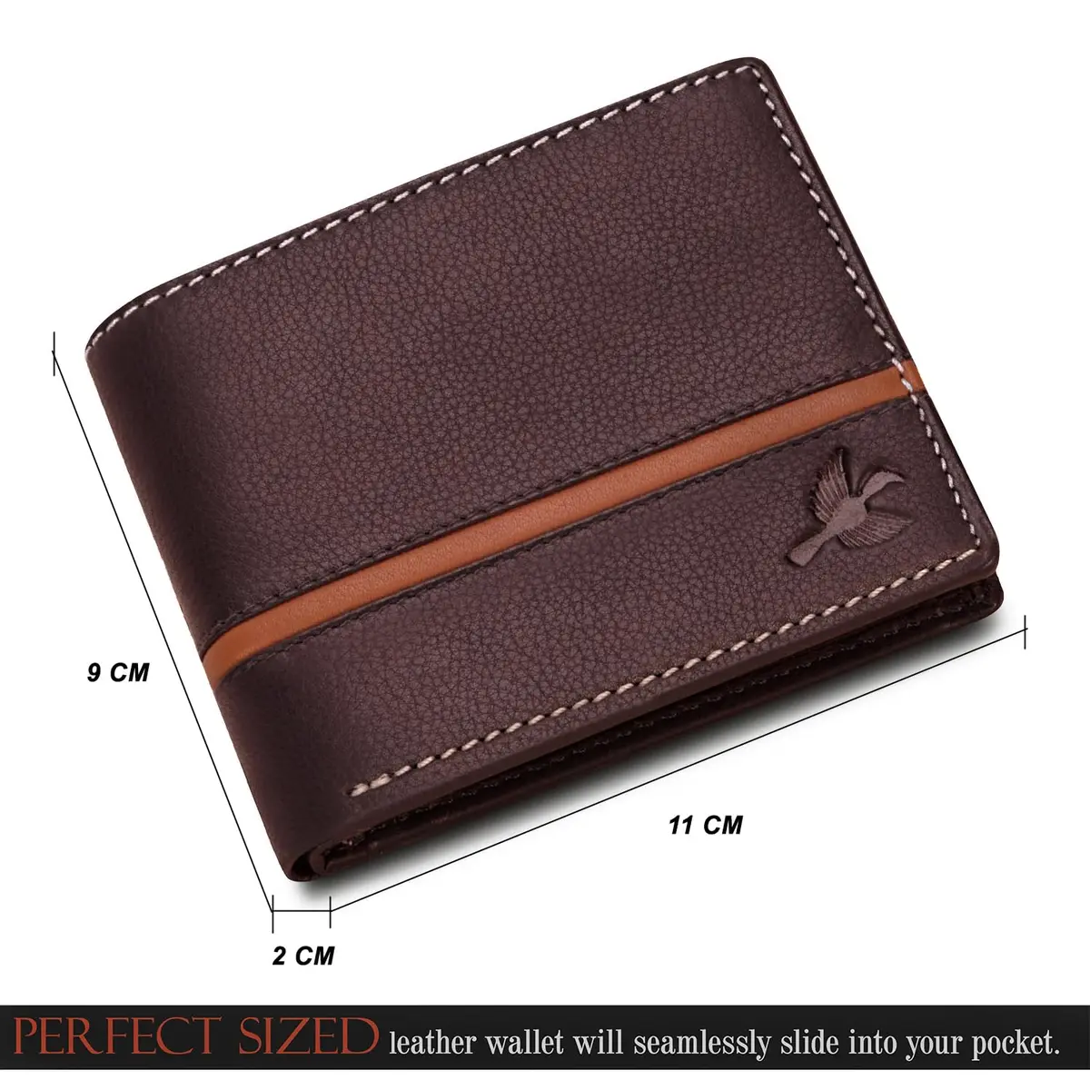 HORNBULL Denial Leather Wallet for Men | Brown Two Fold Wallet with RFID Blocking | 11 cm (W) x 9 cm (H) - view 7