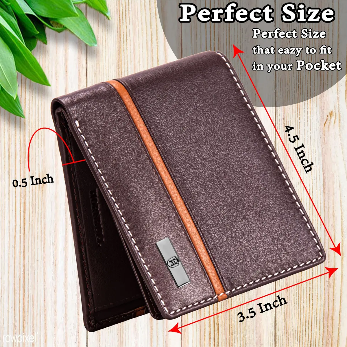 HORNBULL Denial Leather Wallet for Men | Brown Two Fold Wallet with RFID Blocking | 11 cm (W) x 9 cm (H) - view 9