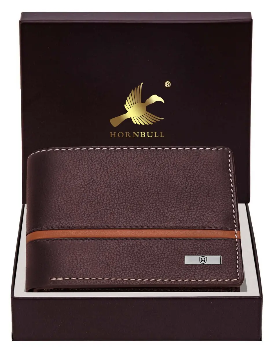 HORNBULL Denial Leather Wallet for Men | Brown Two Fold Wallet with RFID Blocking | 11 cm (W) x 9 cm (H) - view 2