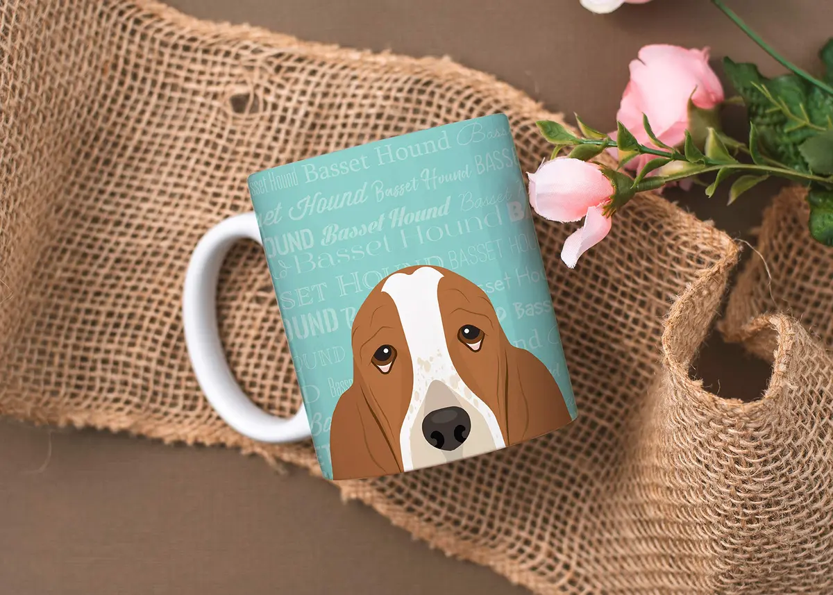 Mystic Sloth Basset Hound Dog Breed Design 11oz (325ml) Ceramic Coffee Mug | Adorable Long Lasting Design - view 2