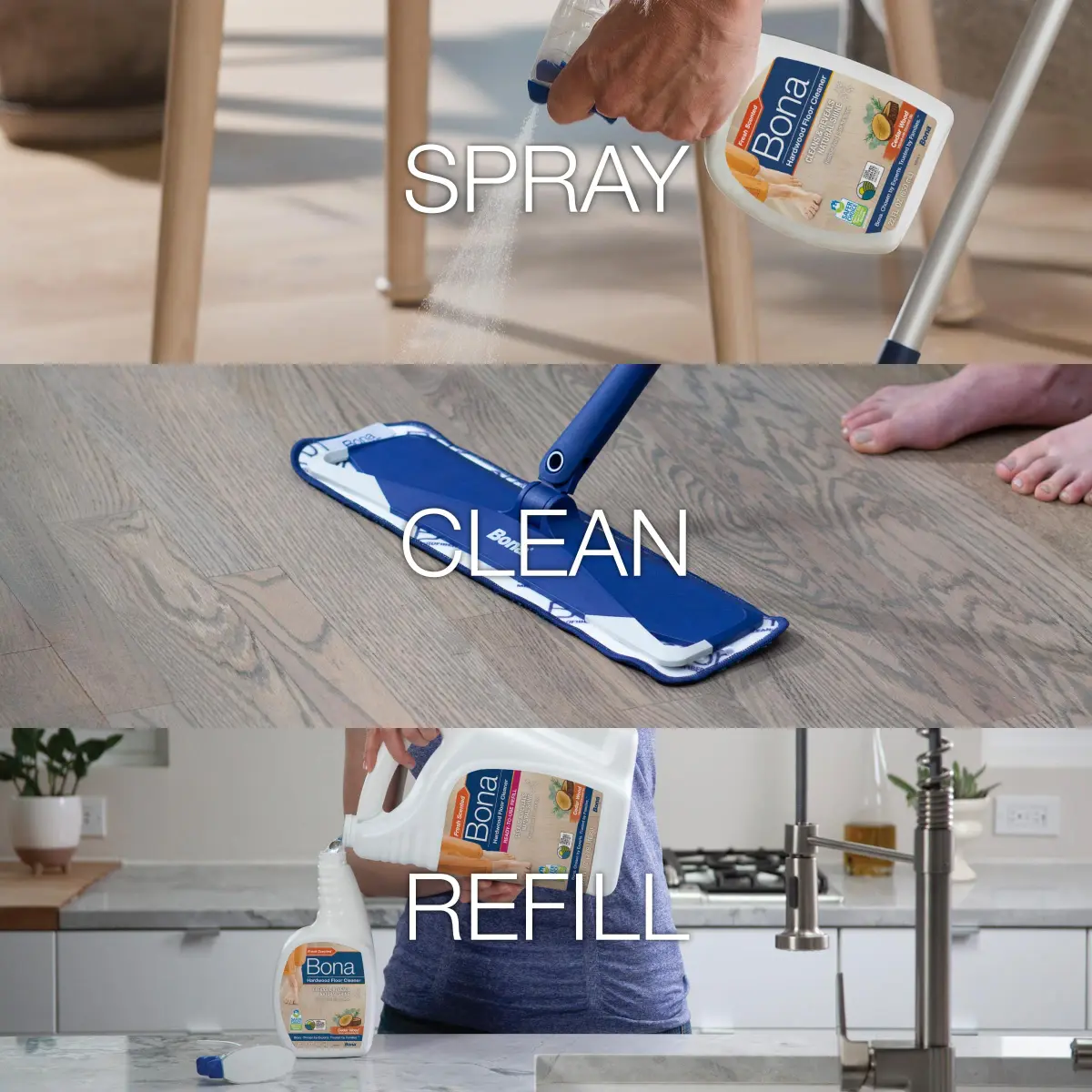 Bona Hardwood Floor Cleaner Spray, 32 fl oz (946 ml) | Residue-Free Formula for Spotless Shine - view 5