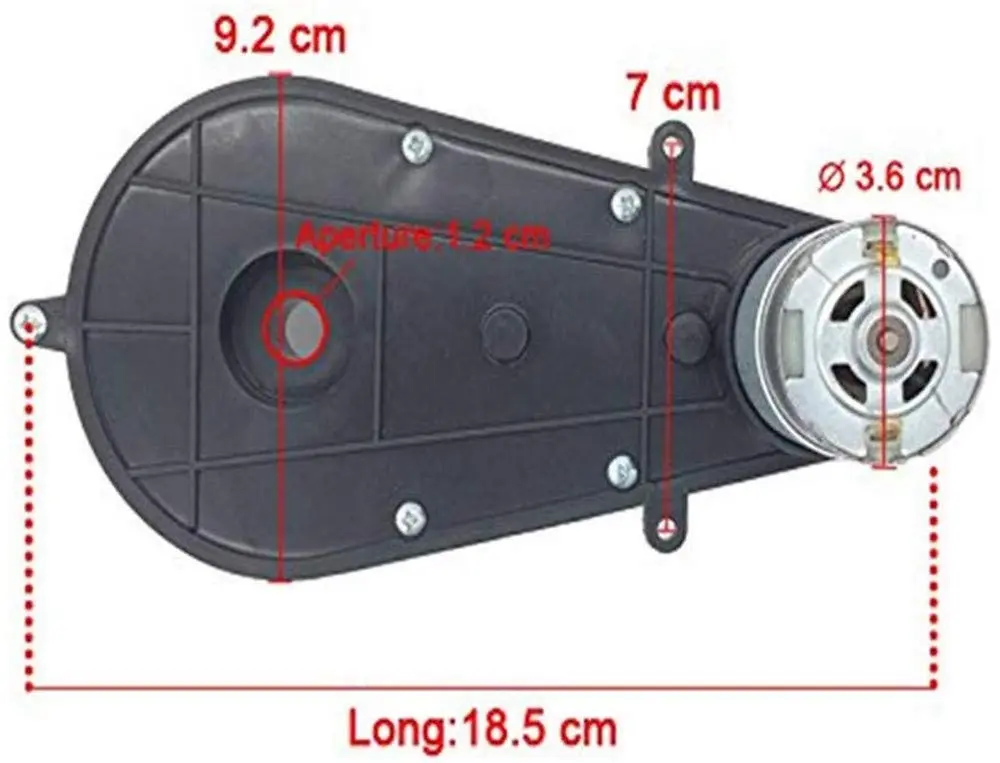 weelye 24V 30000RPM Gearbox with High Torque RS550 DC Motor | 45W Electric Motor for Kids Ride-On Cars - view 3
