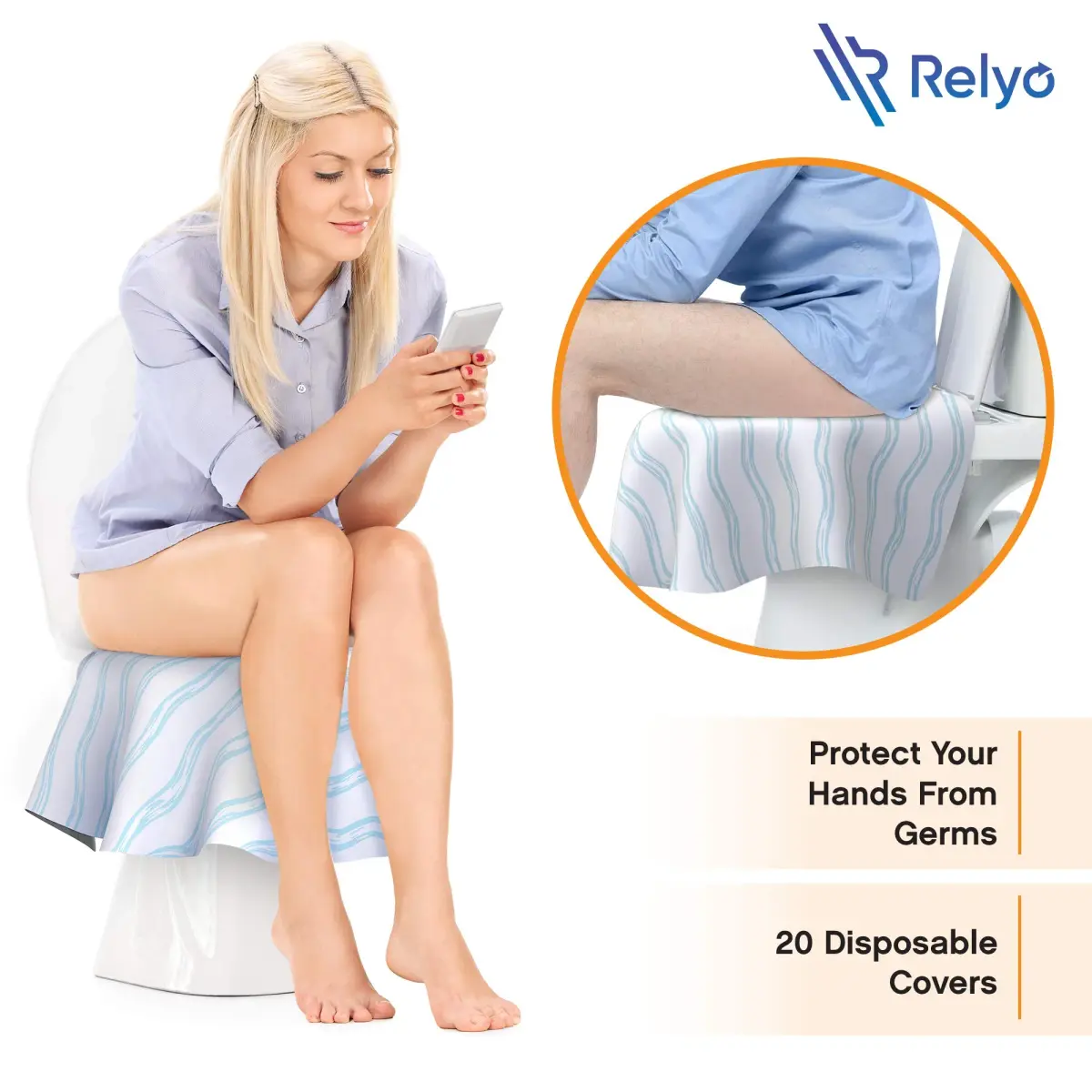 Relyo Disposable Toilet Seat Covers for Travel – 20 Pack (Waves) | Waterproof & Non-Slip for Potty Training - view 3