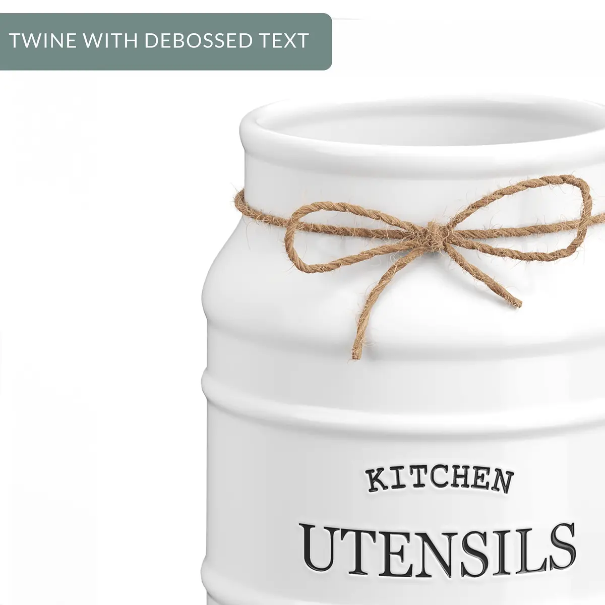 Barnyard Designs Ceramic Kitchen Utensil Holder Countertop 6.75" (White) | Rustic Farmhouse Decor - view 8