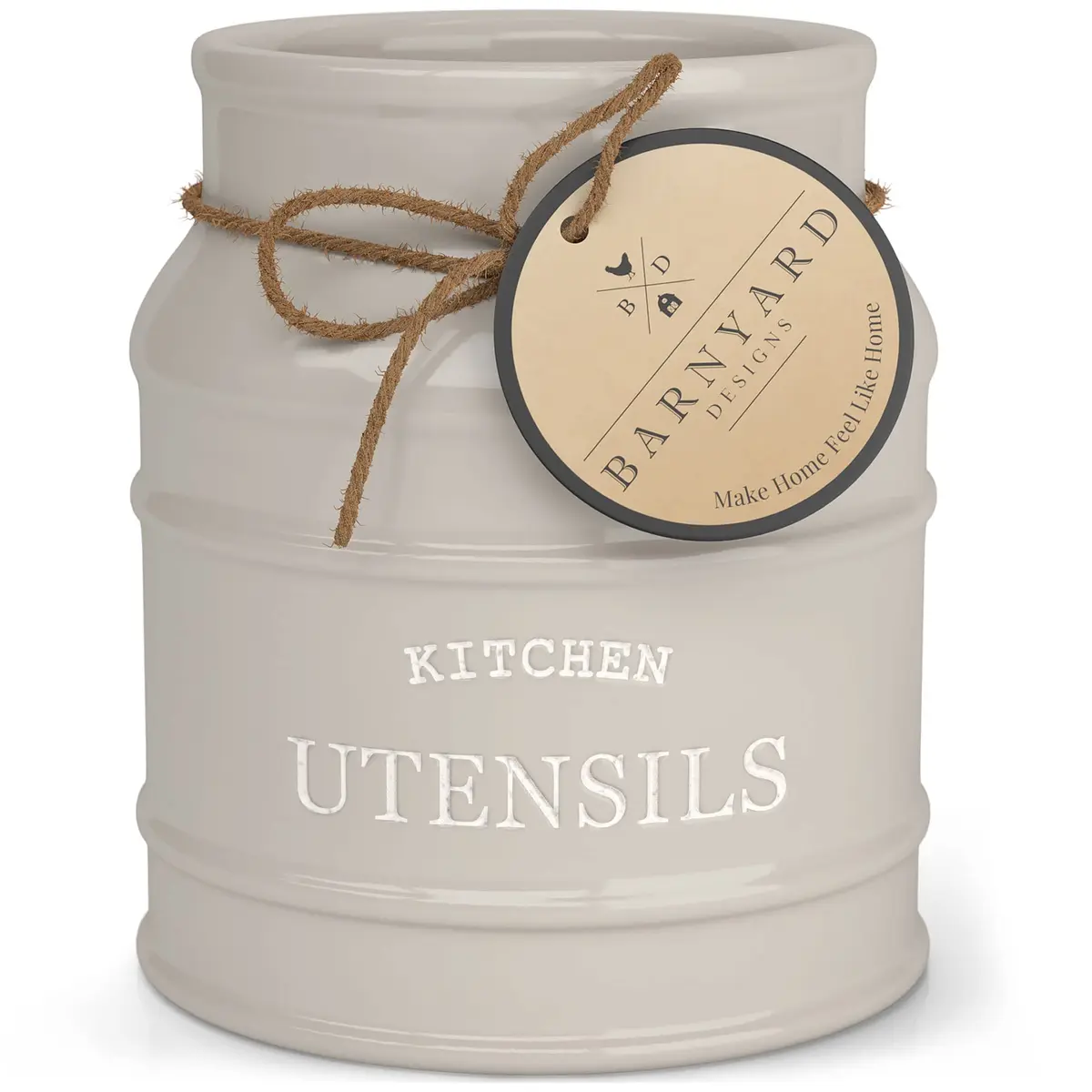 Barnyard Designs Ceramic Kitchen Utensil Holder Countertop 6.75" | Rustic Farmhouse Decor (70-120 chars) - main product image