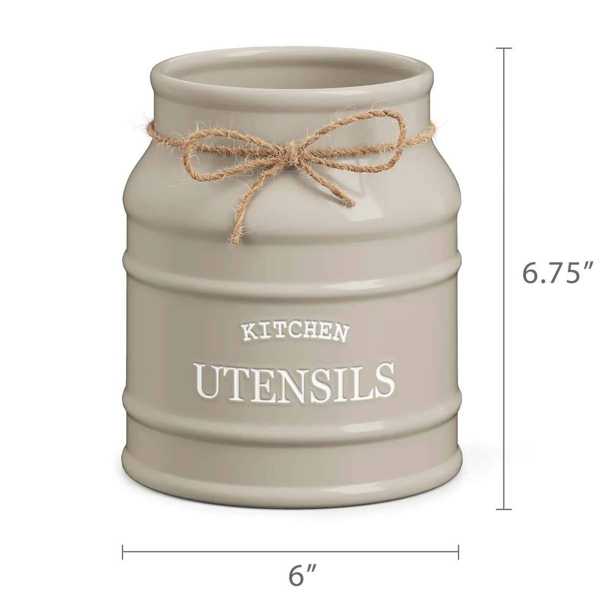 Barnyard Designs Ceramic Kitchen Utensil Holder Countertop 6.75" | Rustic Farmhouse Decor (70-120 chars) - view 7