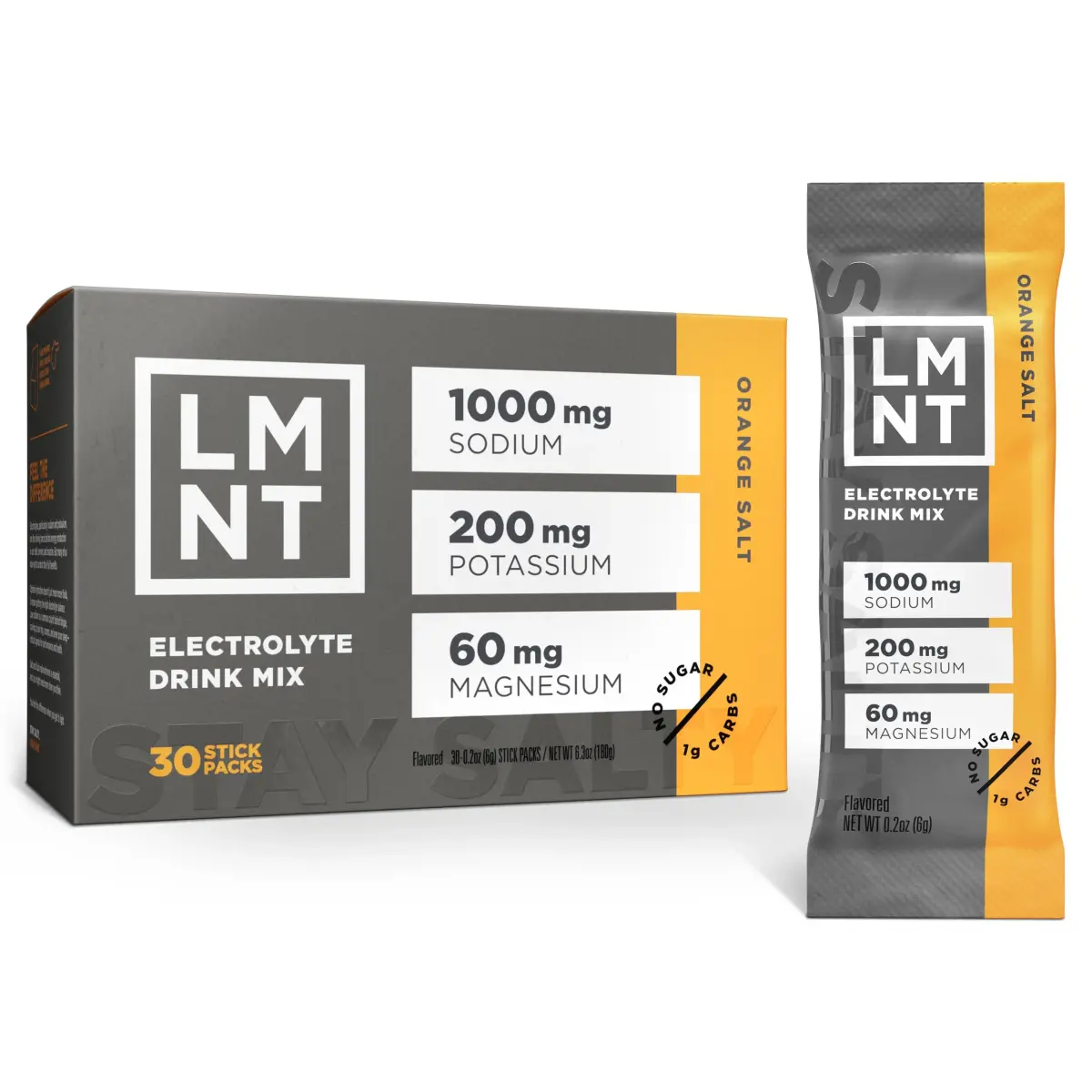 LMNT Zero Sugar Electrolytes Orange Salt Drink Mix 30 Count | Optimal Hydration for Active Lifestyles - main product image