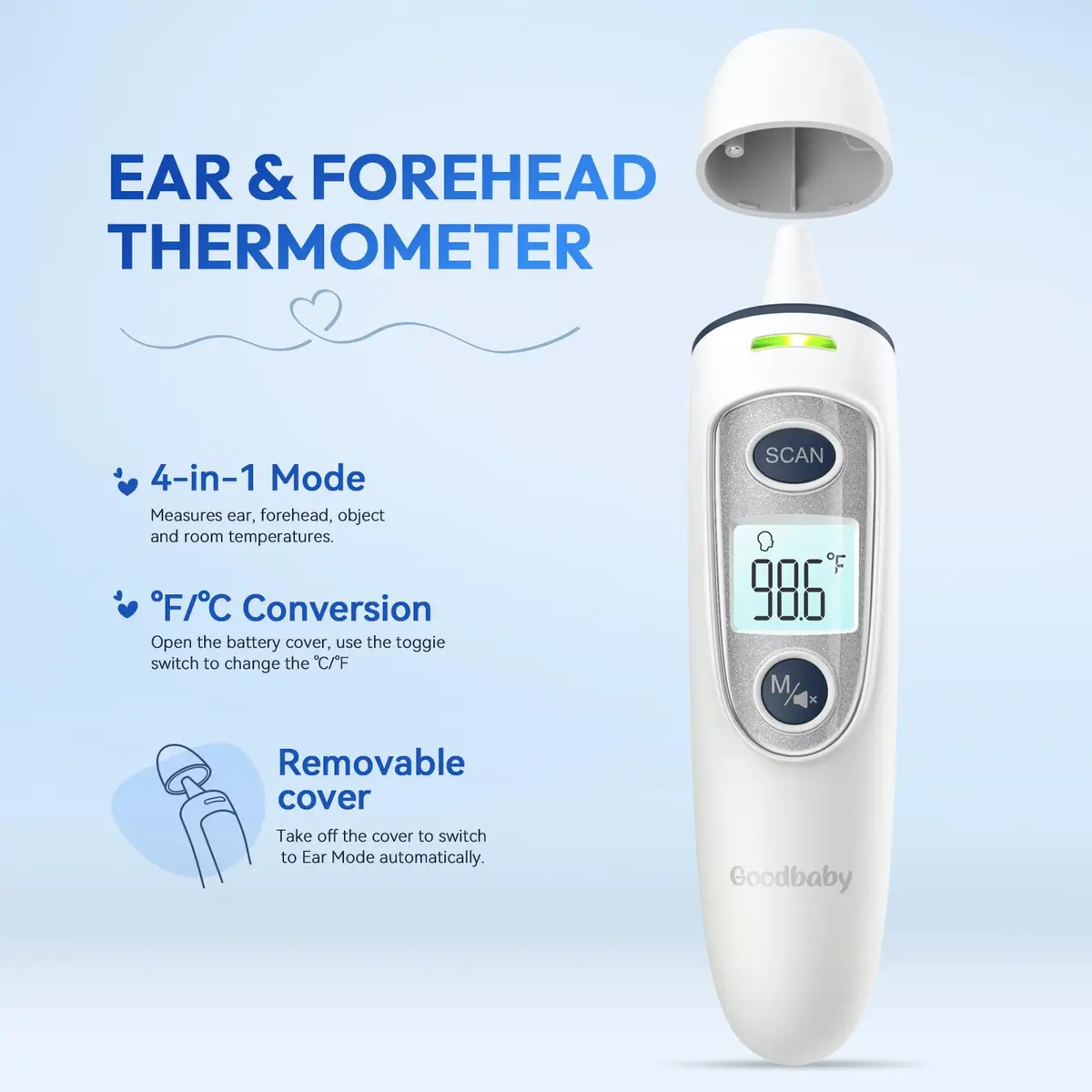 GoodBaby Ear and Forehead Thermometer for Adults & Kids | Accurate 1s Infrared Reading with Memory - view 3