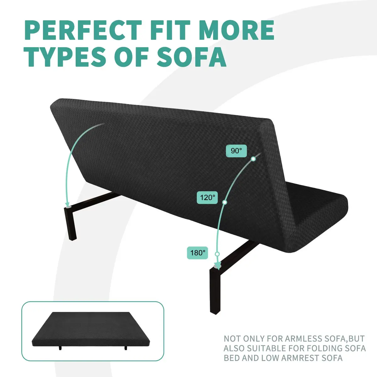 YEMYHOM Futon Cover Jacquard Design High Stretch Black | Modern Furniture Protector - view 8