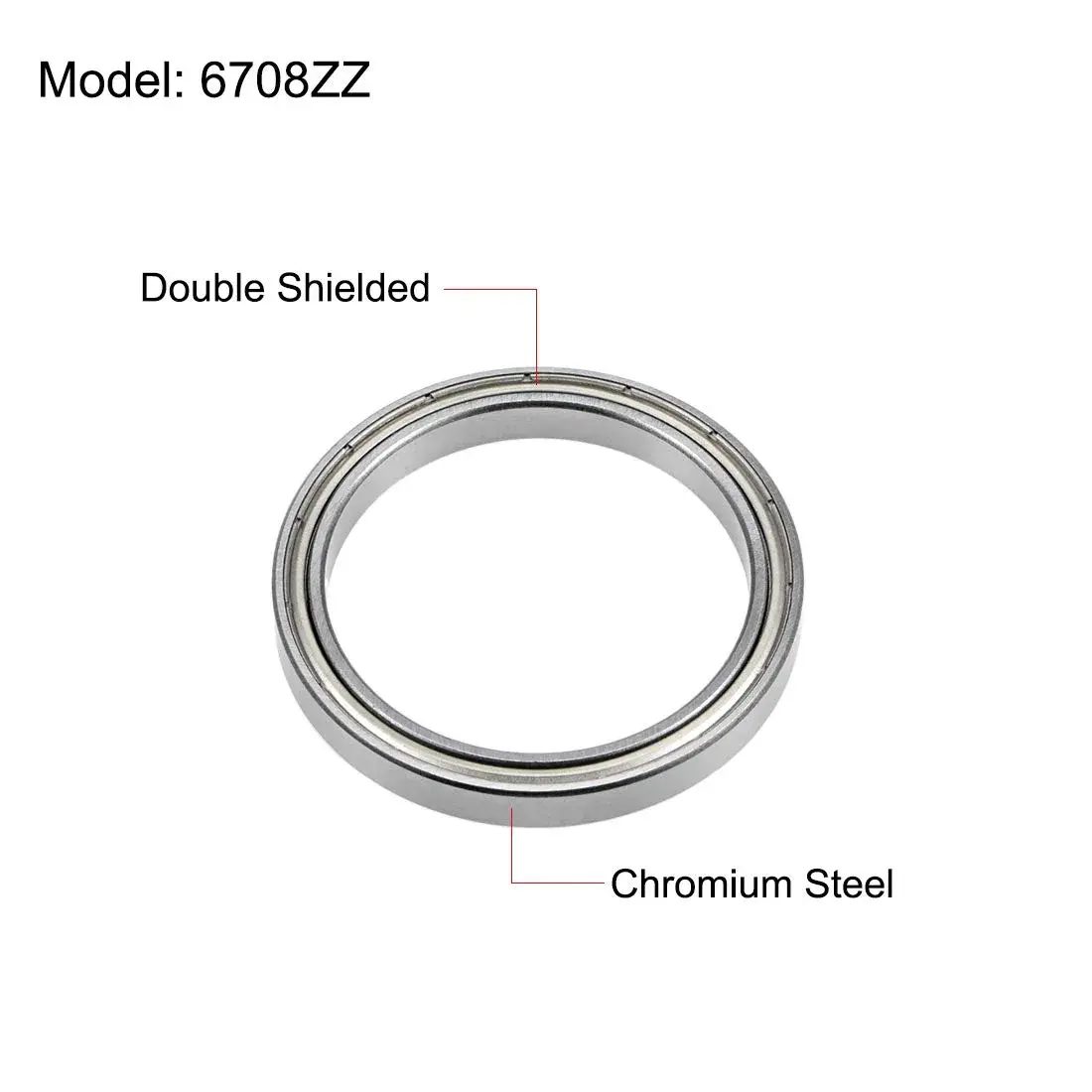 uxcell 6708ZZ Deep Groove Ball Bearings 40mm x 50mm x 6mm Double Shielded Chrome Steel (1 pc) - view 2