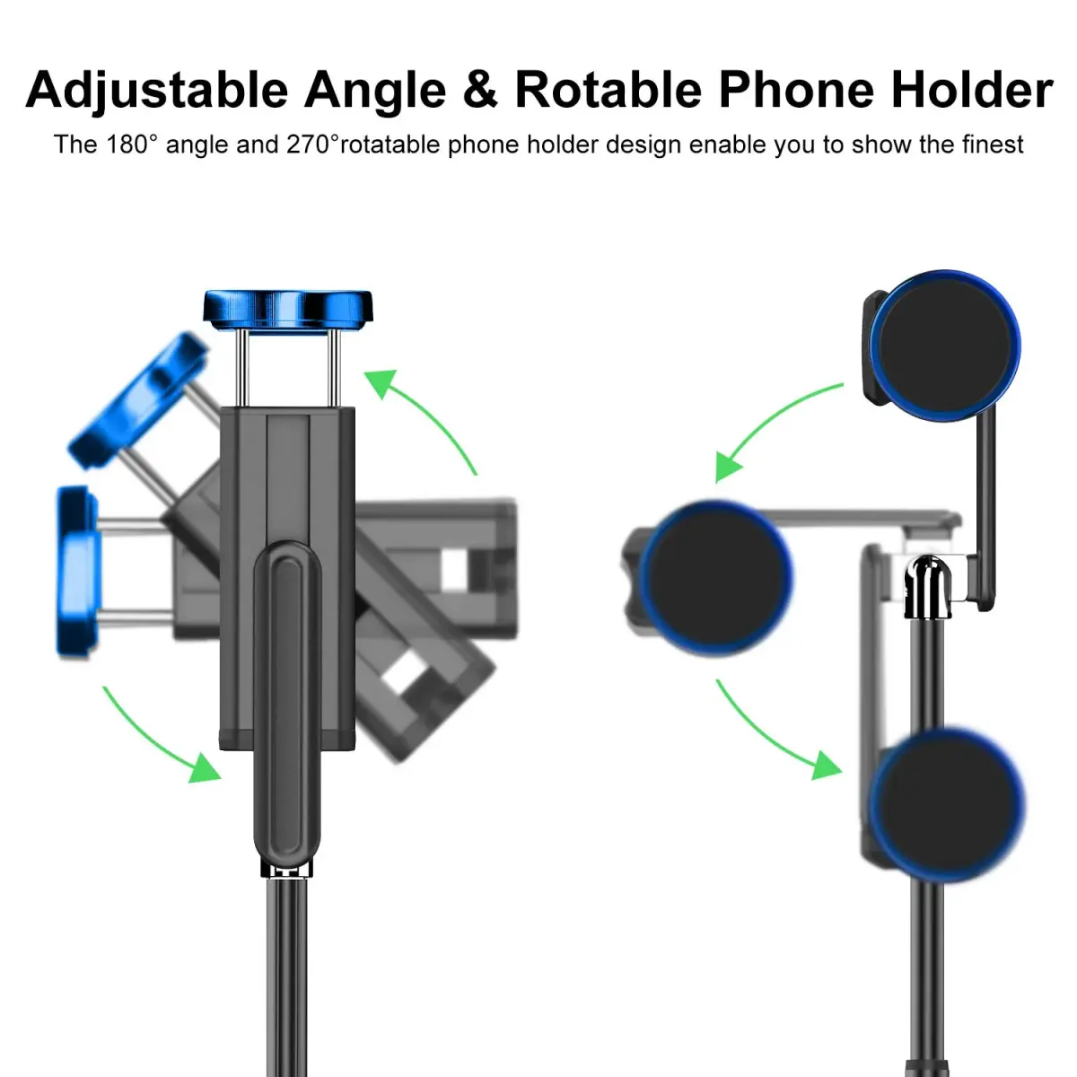 ATUMTEK Selfie Stick Tripod 61cm (24") Extendable Aluminum with Bluetooth Remote, Blue | Integrated Design for iPhone & Samsung - view 3